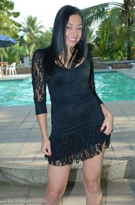Latin Teen Looking Super Cute In Her Black Dress