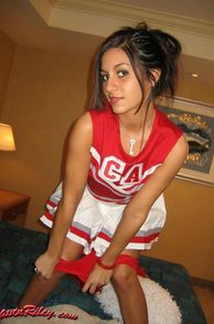 Cute Teen Latina Pulling Down Cheer Panties